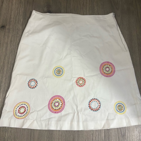 Bamboo Traders White Mini Skirt Beaded Circles Sz 12 Cotton Tropical Retro Y2K - Picture 1 of 8